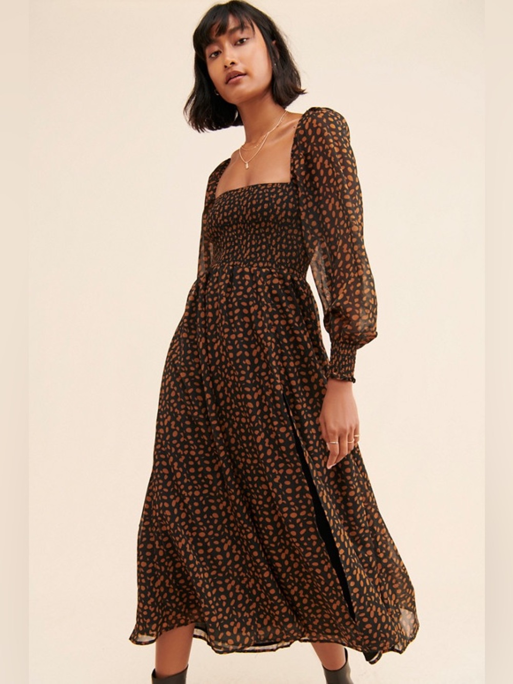 CAARA Polka Dot Midi Dress Size X-Small